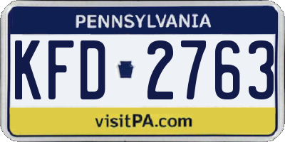 PA license plate KFD2763