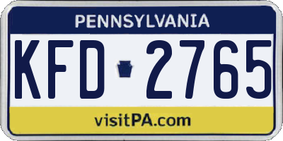 PA license plate KFD2765