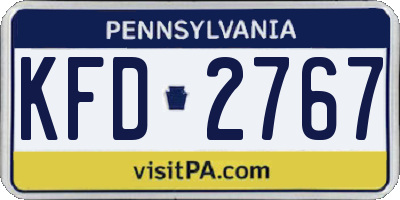 PA license plate KFD2767