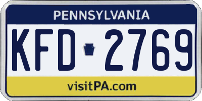 PA license plate KFD2769