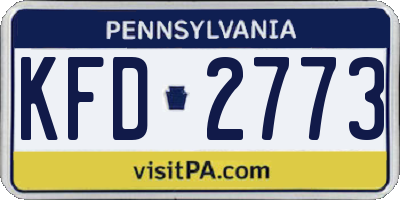PA license plate KFD2773