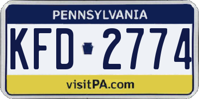PA license plate KFD2774