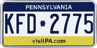 PA license plate KFD2775