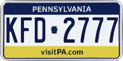 PA license plate KFD2777