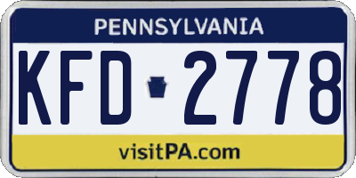 PA license plate KFD2778