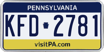 PA license plate KFD2781