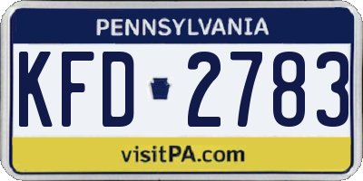 PA license plate KFD2783