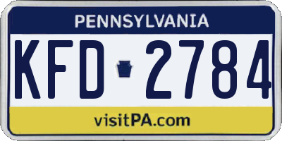 PA license plate KFD2784
