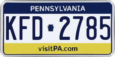 PA license plate KFD2785