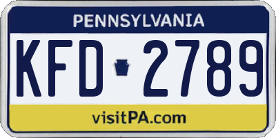 PA license plate KFD2789