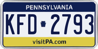 PA license plate KFD2793