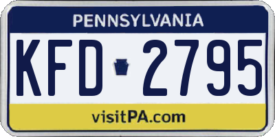 PA license plate KFD2795