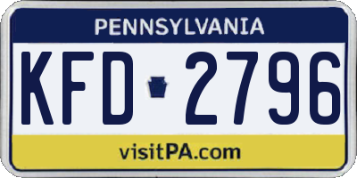 PA license plate KFD2796