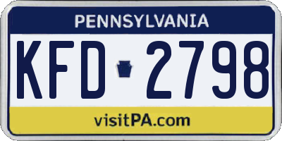 PA license plate KFD2798