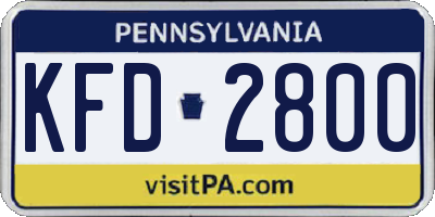 PA license plate KFD2800
