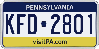 PA license plate KFD2801