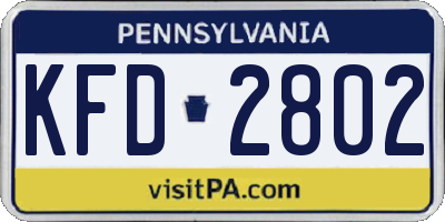 PA license plate KFD2802