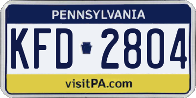 PA license plate KFD2804