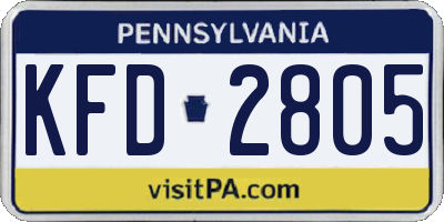 PA license plate KFD2805