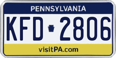 PA license plate KFD2806