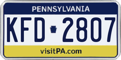 PA license plate KFD2807