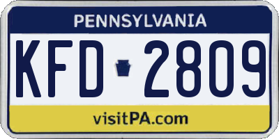 PA license plate KFD2809