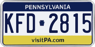 PA license plate KFD2815