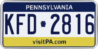 PA license plate KFD2816