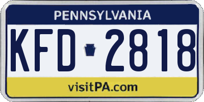 PA license plate KFD2818