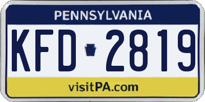 PA license plate KFD2819