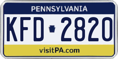 PA license plate KFD2820
