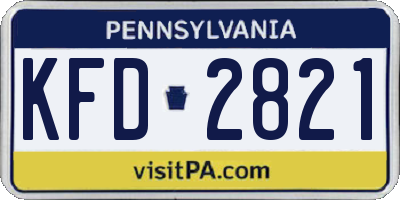 PA license plate KFD2821