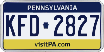 PA license plate KFD2827