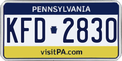 PA license plate KFD2830
