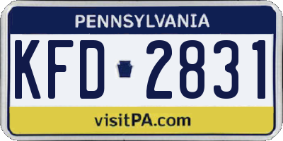 PA license plate KFD2831