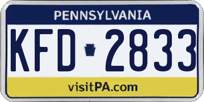 PA license plate KFD2833