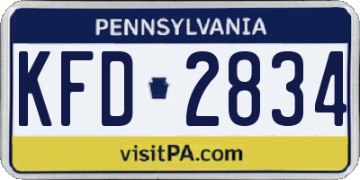PA license plate KFD2834