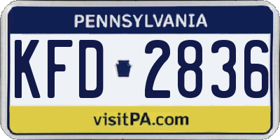 PA license plate KFD2836