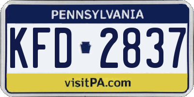 PA license plate KFD2837