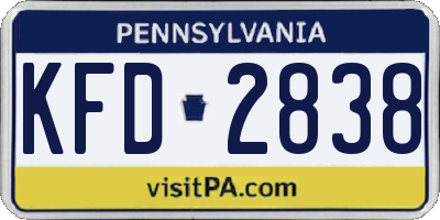 PA license plate KFD2838