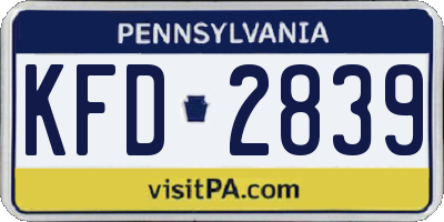 PA license plate KFD2839