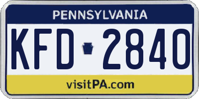 PA license plate KFD2840
