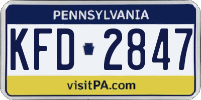 PA license plate KFD2847