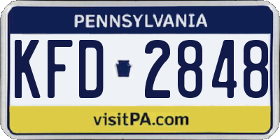 PA license plate KFD2848
