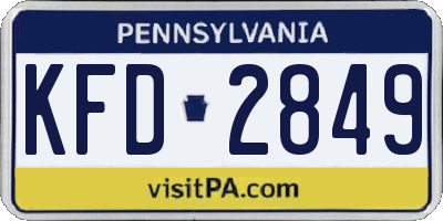 PA license plate KFD2849
