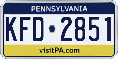 PA license plate KFD2851