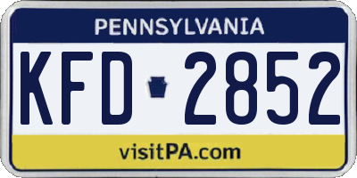 PA license plate KFD2852