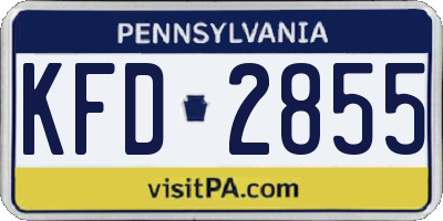 PA license plate KFD2855