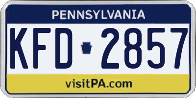 PA license plate KFD2857