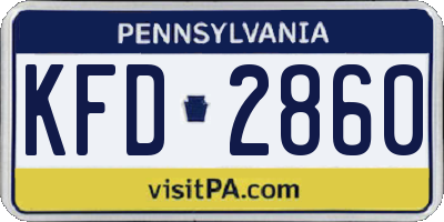 PA license plate KFD2860
